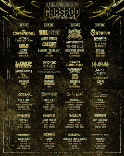 Affiche officielle Graspop Metal Meeting 2026 - Programmation et lineup