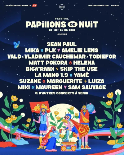 Affiche officielle Papillons de Nuit 2026 - Programmation et lineup