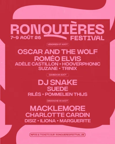 Affiche officielle Ronquières Festival 2026 - Programmation et lineup
