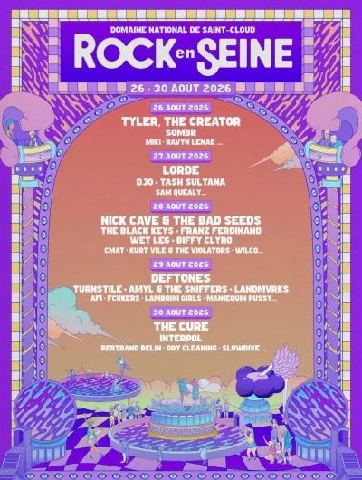 Affiche officielle Rock en Seine 2026 - Programmation et lineup