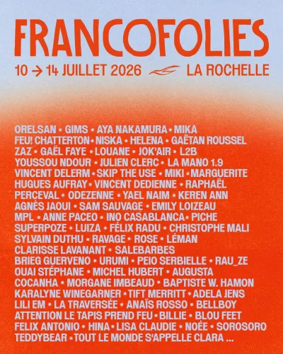 Affiche officielle Francofolies La Rochelle 2026 - Programmation et lineup