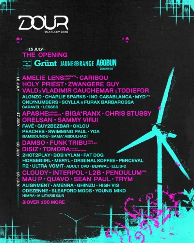 Affiche officielle Dour Festival 2026 - Programmation et lineup