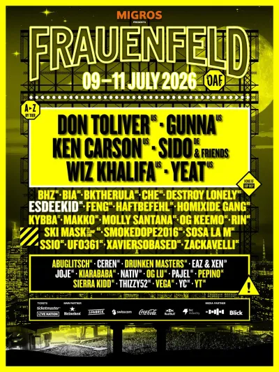 Affiche officielle Openair Frauenfeld 2026 - Programmation et lineup