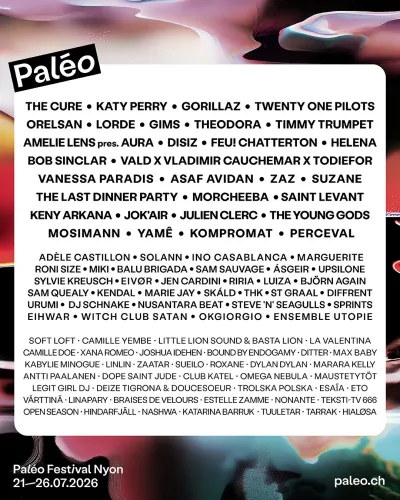 Affiche officielle Paléo Festival 2026 - Programmation et lineup