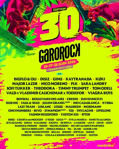 Affiche officielle Garorock 2026 - Programmation et lineup