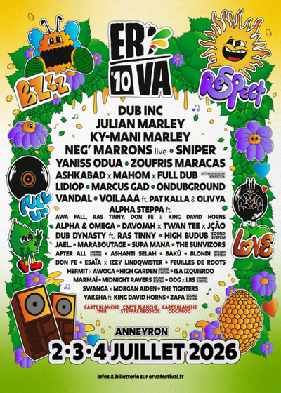 Affiche officielle ERVA Festival 2026 - programmation et line-up
