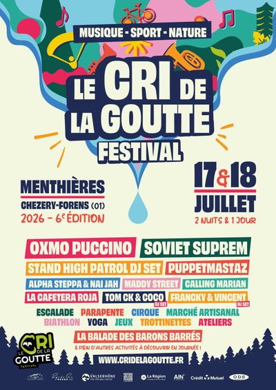 Affiche officielle Cri de la Goutte 2026 - programmation et line-up